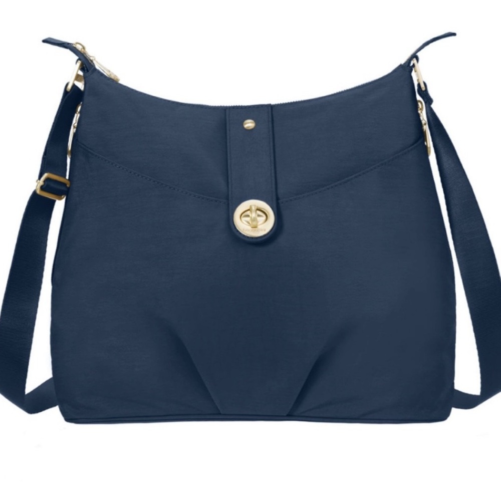 NWOT Baggallini Navy Crossbody Shoulder Bag with Turn-Lock Closure and Pouch